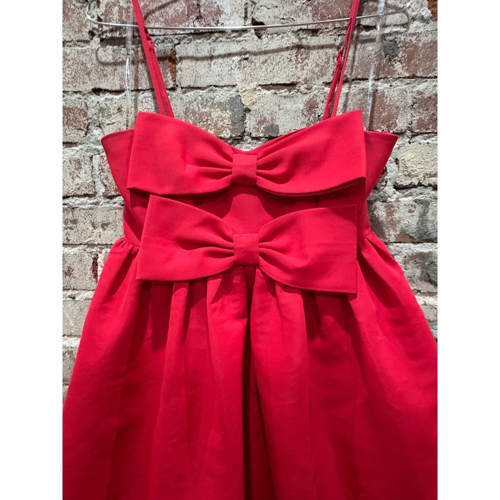 Sachin & Babi Sloane Taffeta Double-Bow Pleated Mini Dress Red Size 2 - Picture 4 of 8